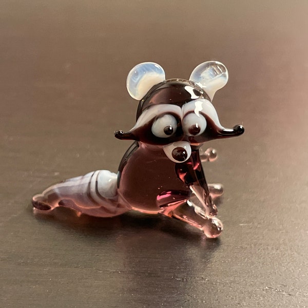 Mini Racoon Figures Miniature Glass Figurines, Miniature Glass Raccoon, Murano Glass ...