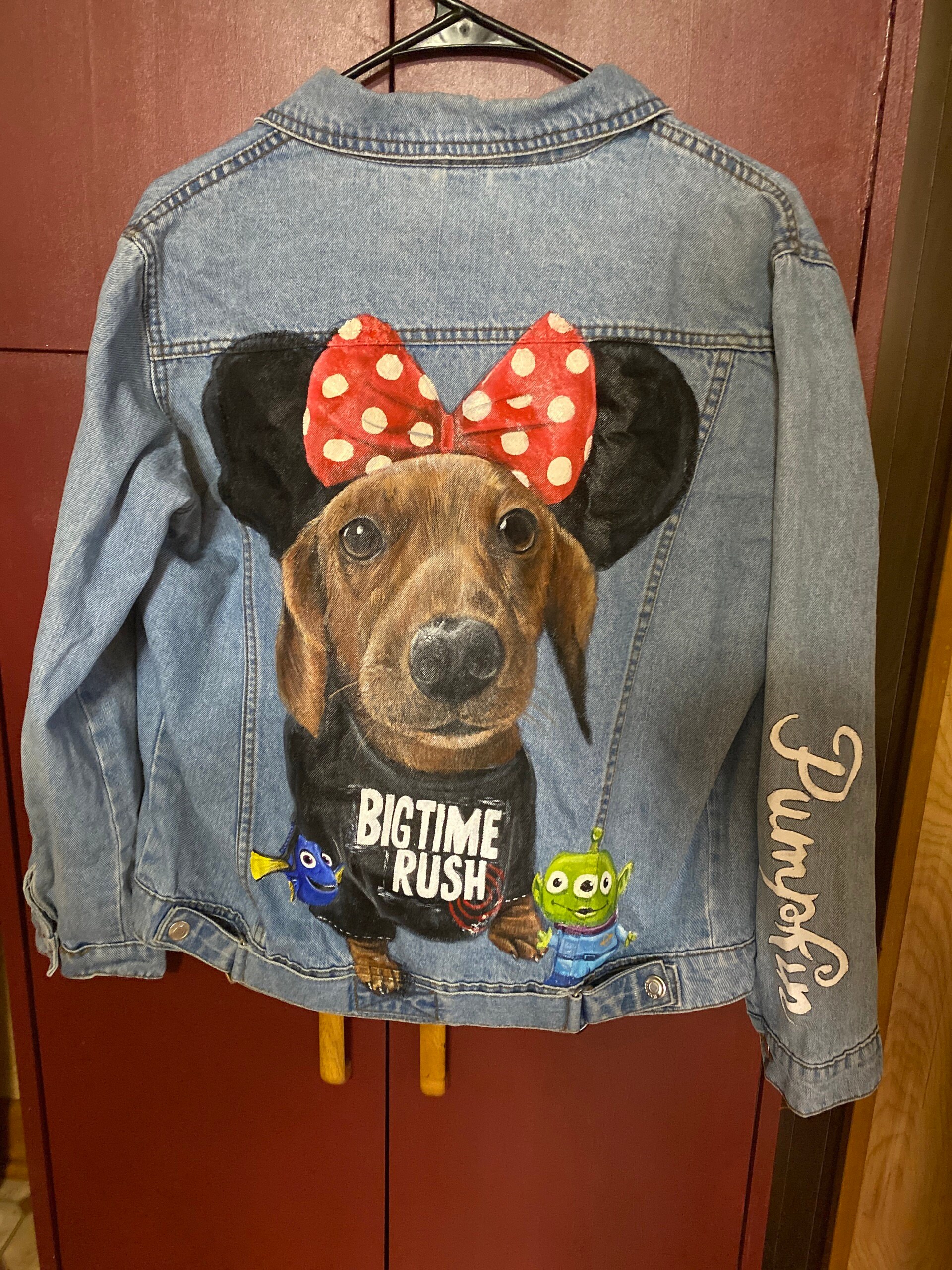 Pet Portrait Custom Denim Jacket- Hand-Painted vintage Adult denim jean Jacket- Paint from photo personalised painted pet design