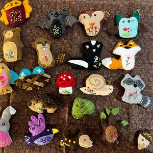 20 ピースの森の生き物フェルトぬいぐるみ動物の縫製パターン PDF、SVG