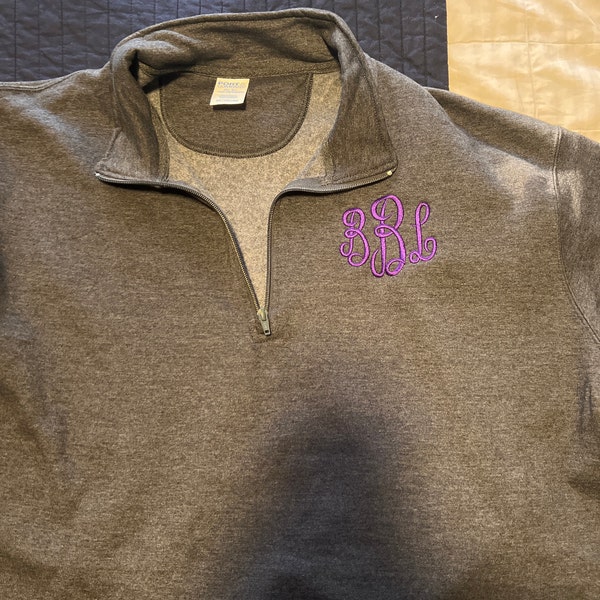 Monogrammed Pullover, Personalized Embroidered Quarter Zip Sweatshirt ...