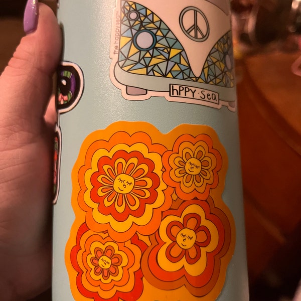 Glossy Groovy Flower Power Sticker - Etsy