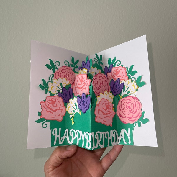 Mohnblumen-3D-Popup-Karte Mit Abnehmbarem Blumenstrauß – Perfekt Für Jeden Anlass