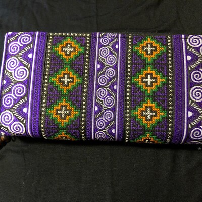 Purple Clutch Wallet for Women Hmong Hill Tribe Embroidered - Etsy