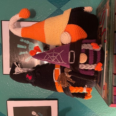 Gnome Ghost,gnome Candy Corn,witch With a Broom,black Witch and Green ...
