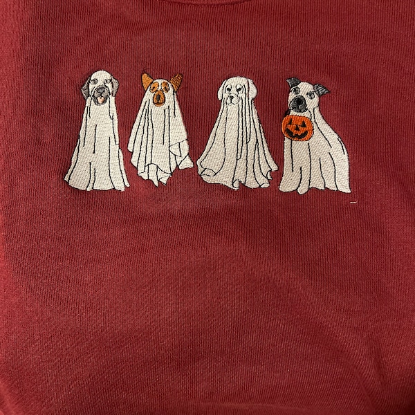 Dog Ghost Embroidery Design, Four Halloween Ghost Dog Spooky Season ...