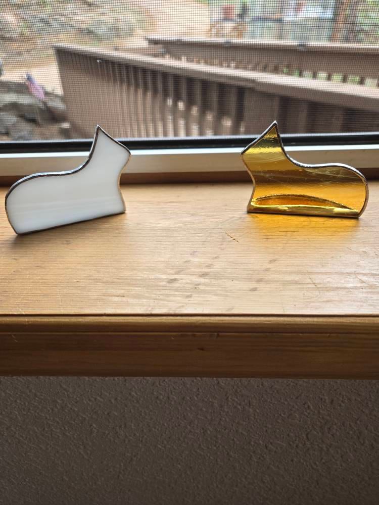 Small Standing Stained Glass Cat Suncatcher Ornament