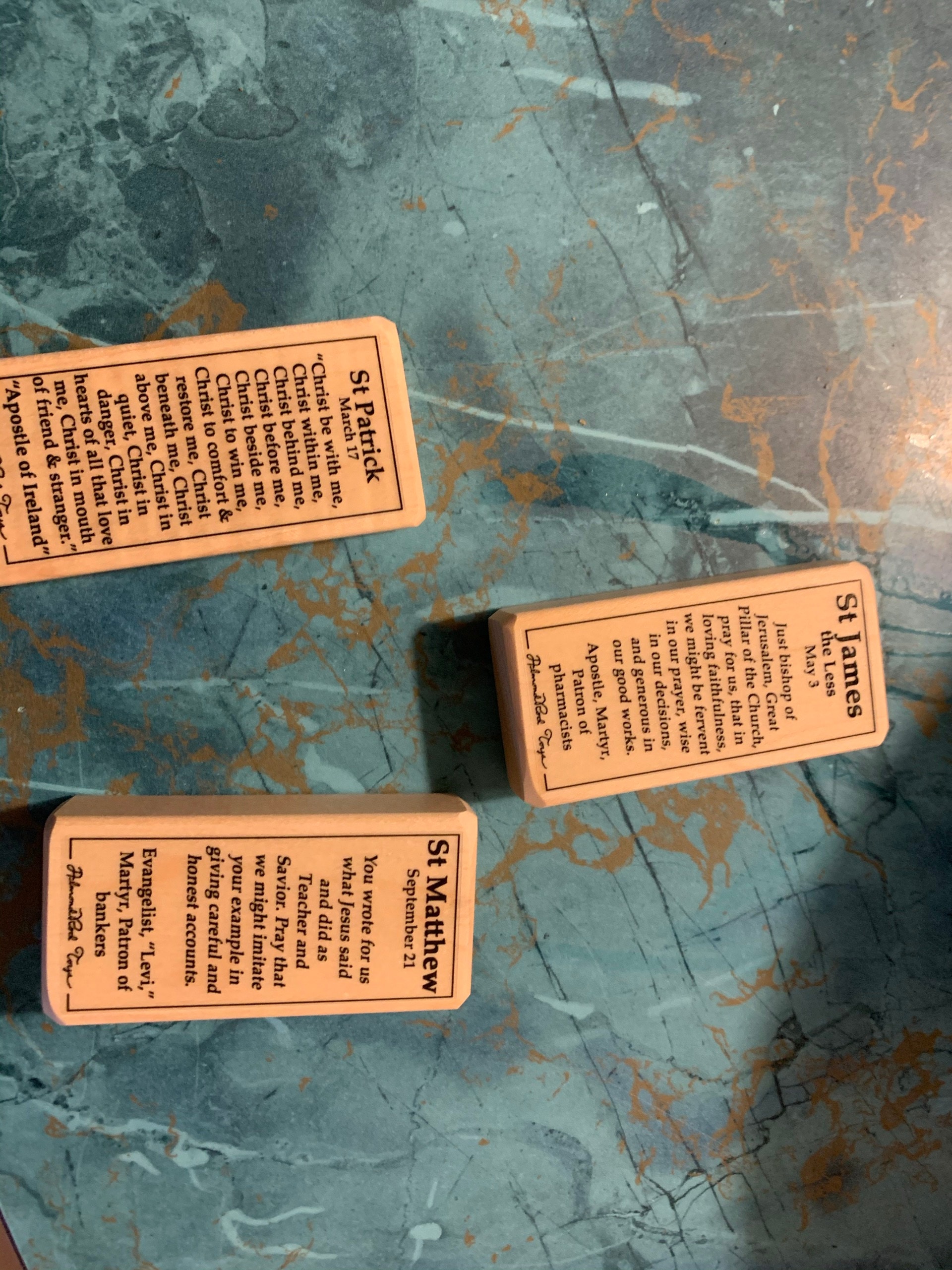 3 Patron Saint blocks of your choice with gift bag // 300+ saints to choose from // Catholic toys by AlmondRod Toys
