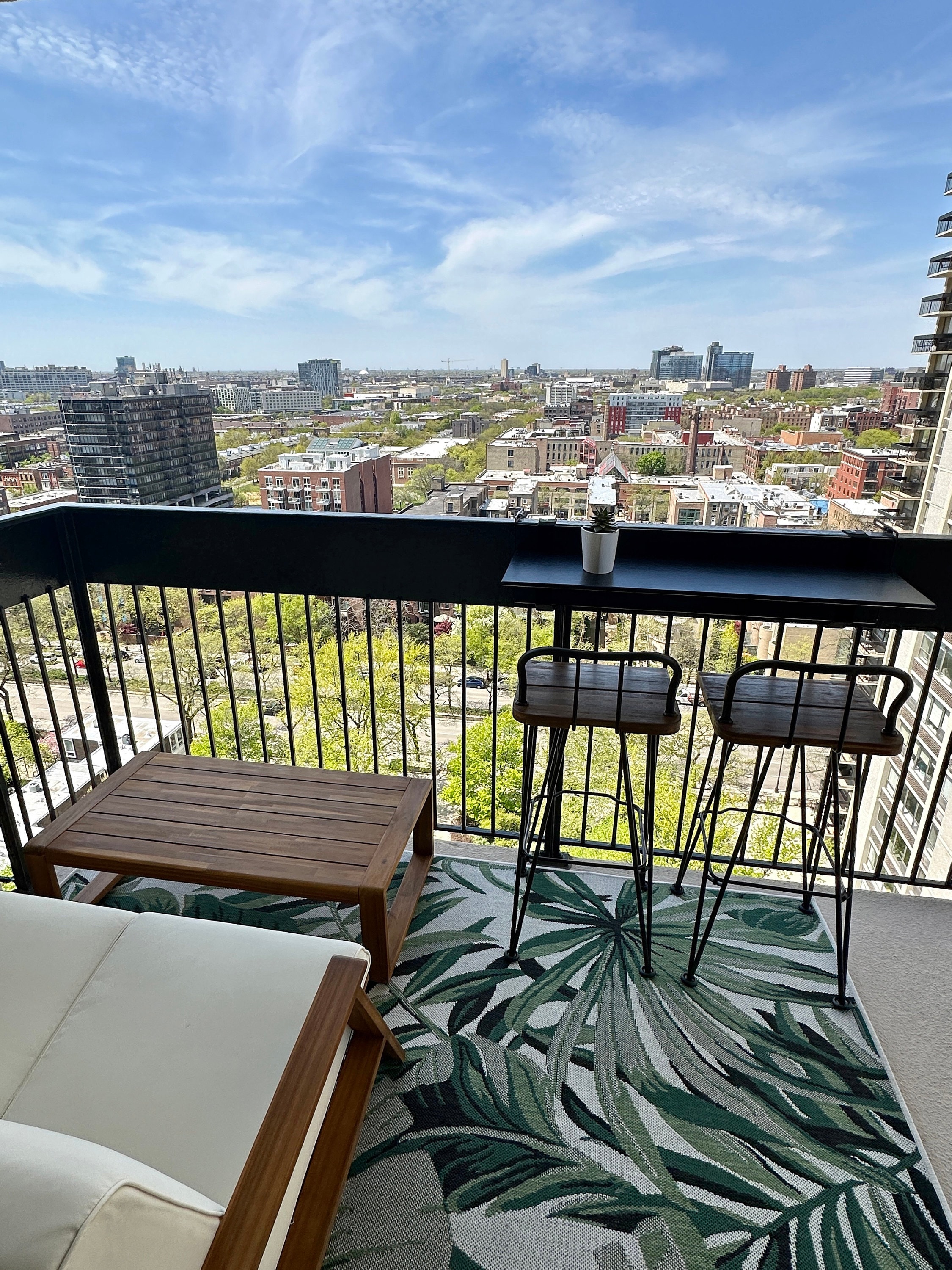 Folding Space Saving Bar Table for Deck, Veranda and Porch Railings, Balcony Bar Table Hanging over Railing, Outdoor Foldable Railing Table