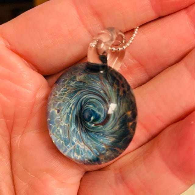 Ocean Pendant - Ocean Necklace - Wave Necklace - Heady Glass