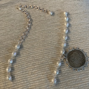 Collier Avec Pièce De 1 Dollar Américain En Argent 1972 - Chaine 12" - Bijou Vintage