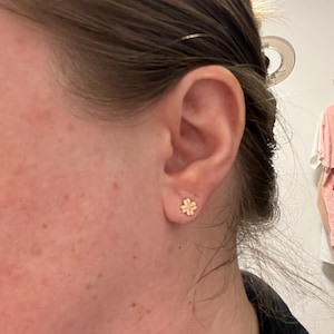 Customer photo, Tiny Four Leaf Clover Studs