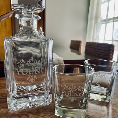 Personalized Decanter Set and Glasses With Gift Box Custom Engraved ...