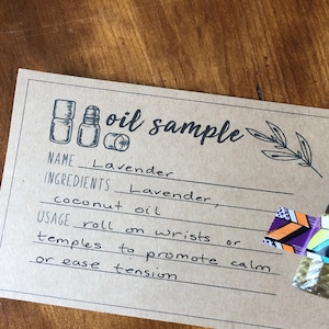 Printable Essential Oil Sample Cards Essential Oil Business - Etsy