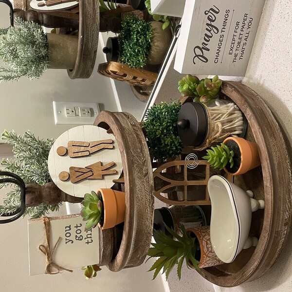 Bathroom Tiered Tray / Bathroom Decor / Tiered Tray Decor - Etsy