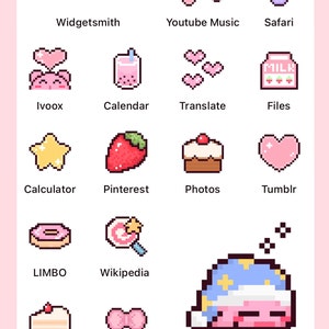 Pixel Kirby IOS 14 15 App Icons Pack With Wallpapers - Etsy