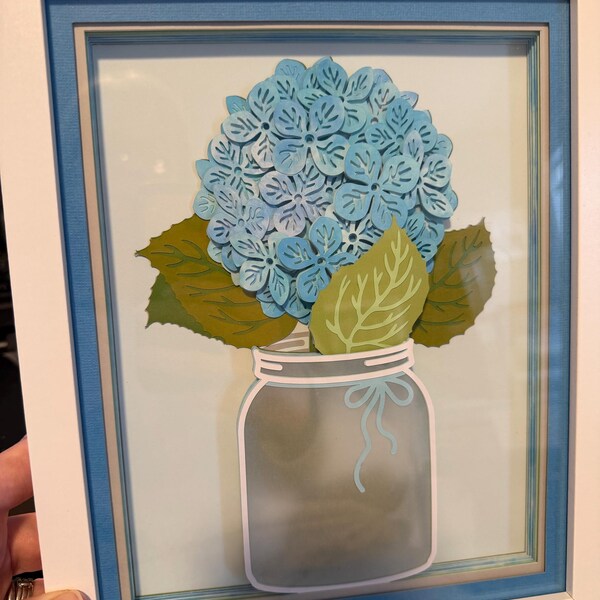 Hydrangea in Jar 8x10 Inch - 3D Shadow Box Layered SVG DXF EPS (cutting ...