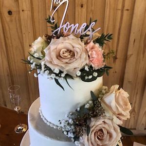 French Script Mr and Mrs Cake Topper for Wedding by Rawkrft, Custom Cake Topper Personalized, Wedding Cake Topper Rustic Bridal Shower