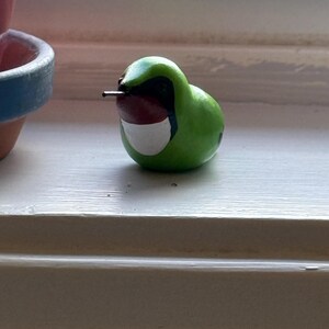 Handmade Hummingbird Totem Figurine / Polymer Clay Woodland Animal