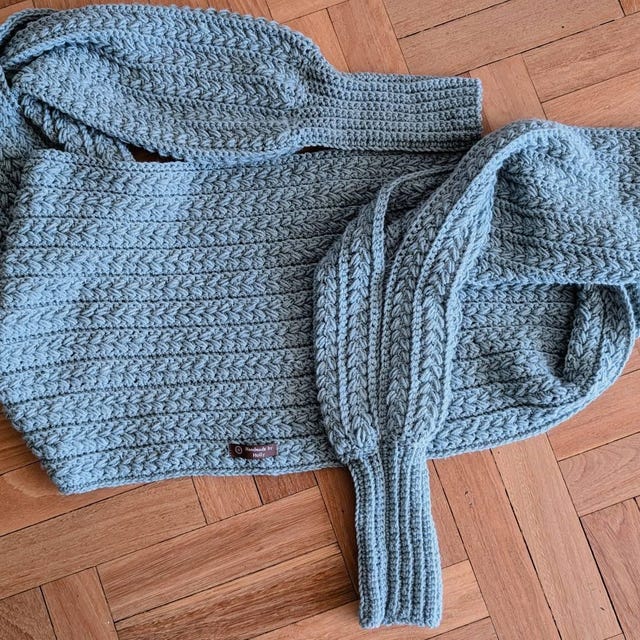 A customer's finished Winter Wheat Stitch Sweater Scarf Crochet Pattern (Digital PDF)