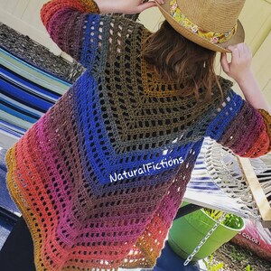 Its Shawl Good Cardigan Fringed Triangle Shawl With Sleeves CROCHET PATTERN Etsy