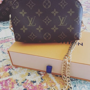 LV Cosmetic Pouch ( D Ring & Gold Chain ) set of 2