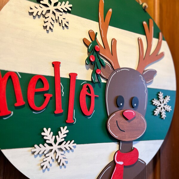 Reindeer Door Hanger SVG Digital File - Christmas Sign Svg Winter Deer ...