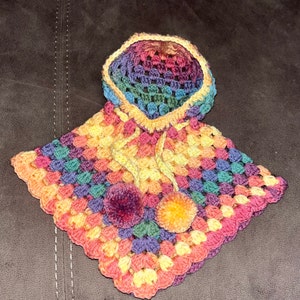 Granny Poncho With Hood Ribbed Neck or Plain Neck Crochet - Etsy UK
