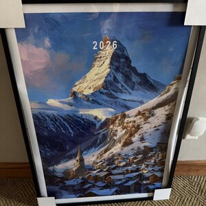Zermatt Switzerland Oil Painting – Matterhorn Winter Landscape