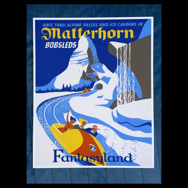 Vintage Disneyland Matterhorn Attraction Poster, Disney