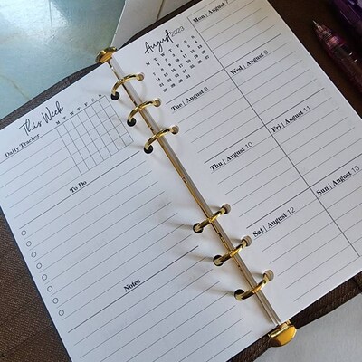 Printed Discbound Planner Inserts WEEKLY Inserts Half Letter Size ...