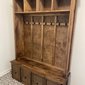 Hall Tree With Bench and Storage Free Shipping Farmhouse - Etsy