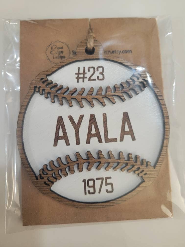 Baseball Ornament | Christmas | Laser Engraved | Gift Tags | Sports | Team |