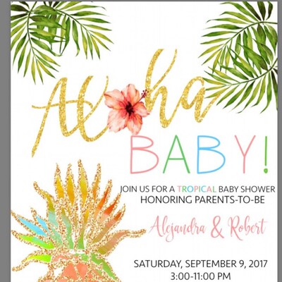 Aloha Baby Shower Invitation, Pineapple Baby Shower Invitation ...
