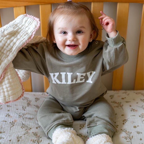 Custom Baby Sweatshirt & Jogger Set | Organic Cotton | Personalized ...