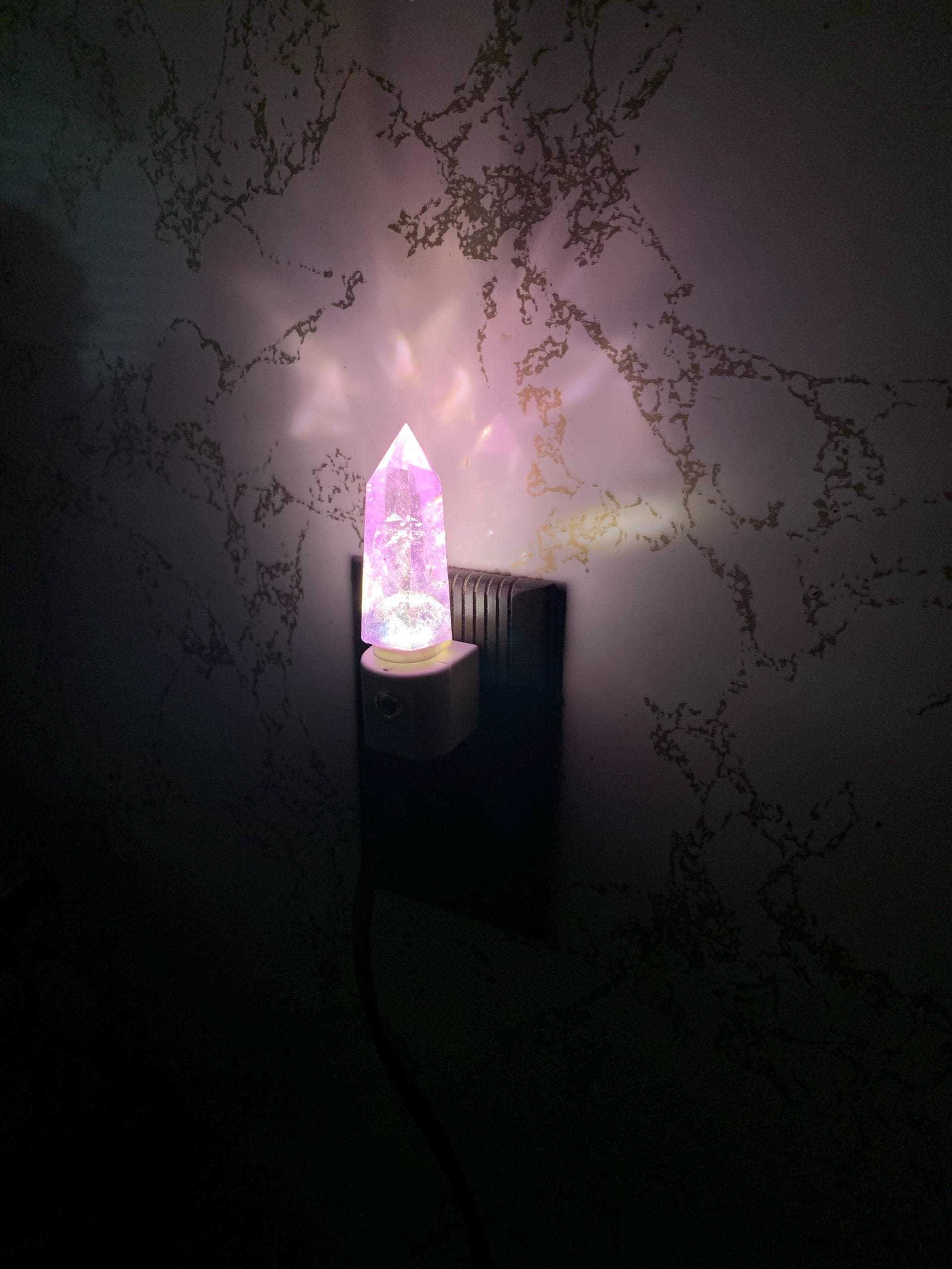 Amethyst Crystal Tower LED Night Light with Light Sensor / Babyshower Gift / Baby Shower Gift