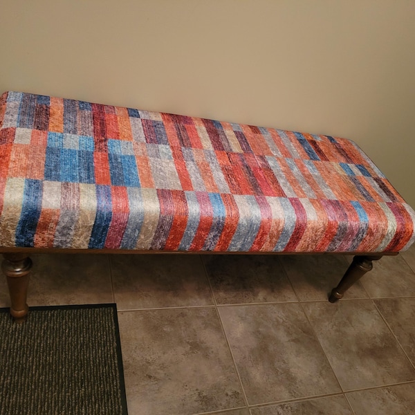 Floral Pattern Bench, Bench With Cushion, Ottoman Bench, Bench for ...