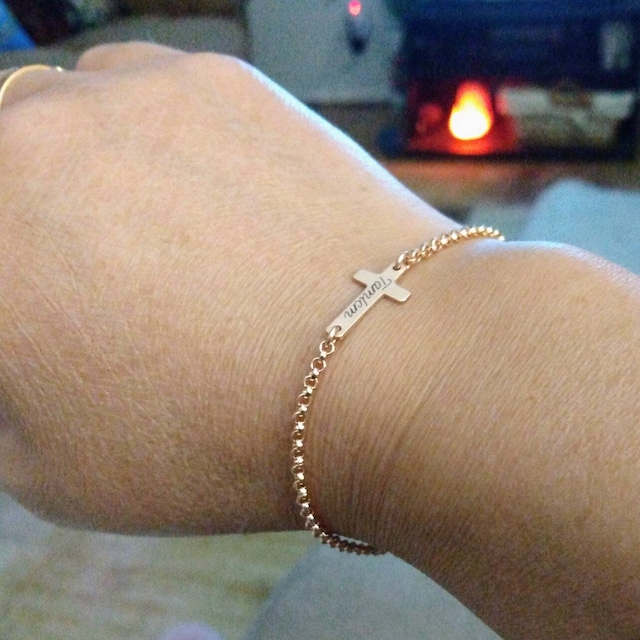Engraved cross bracelet outlet