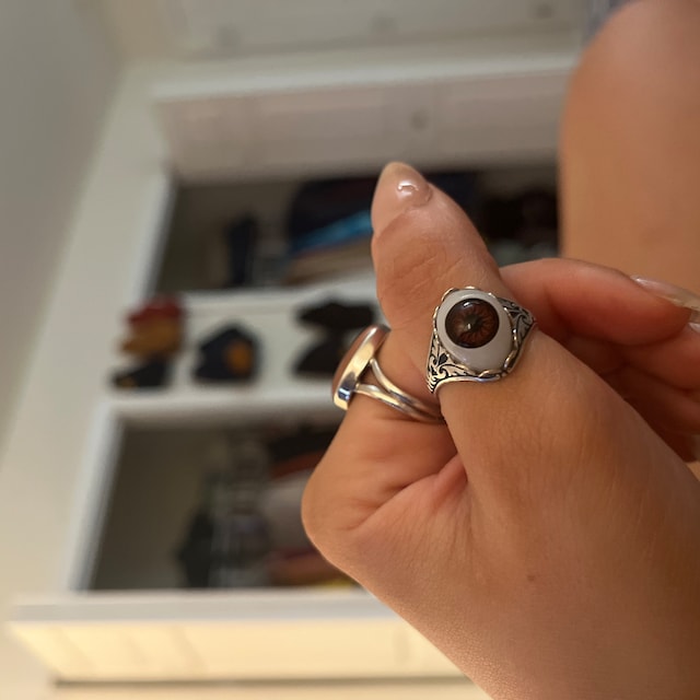 Eye Ring - Vintage Style - Adjustable - Green Blue or Brown