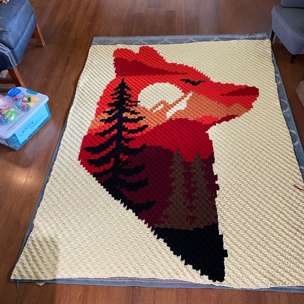 Wild Sunset Fox Crochet Pattern, C2C Graphgan PDF, Nature Blanket Chart ...