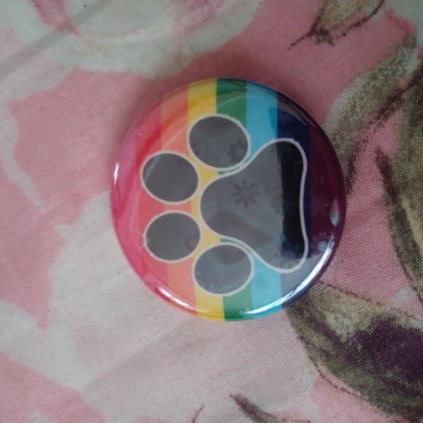 Furry Pride Button | Flag Paw Print LGBT Queer Badge 1.5" Pinback ...
