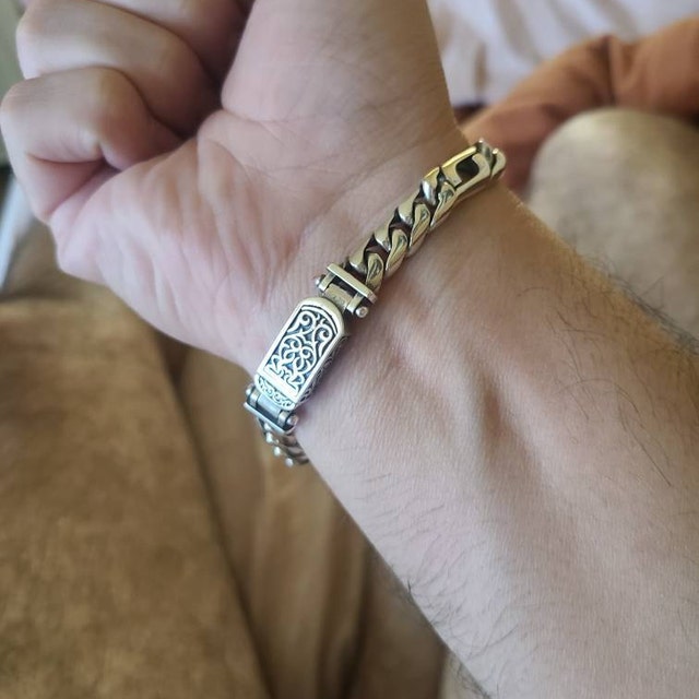 BHUBREA 925 Sterling Silver 2.5mm Solid Byzantine Chain Link Nec 並行輸入品 Cuban Link Bracelet For Men BHUBREA 925 Sterling Silver Iced Out