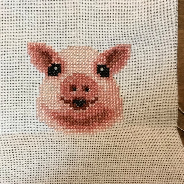 Happy Pig Cross Stitch Pattern PDF - Pig + Smiling Pig Embroidery