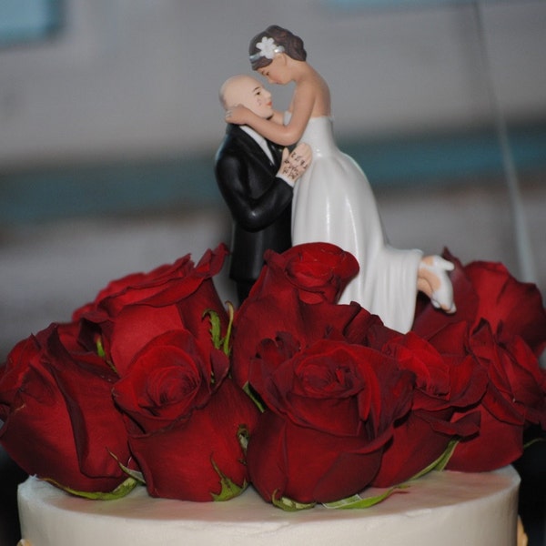 True Romance Interlocking Wedding Cake Topper - Light Skin Tone Bald ...