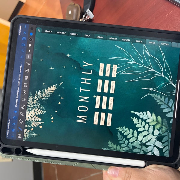 Undated Digital Planner Dark Mode, All in One iPad Planner, Goodnotes ...