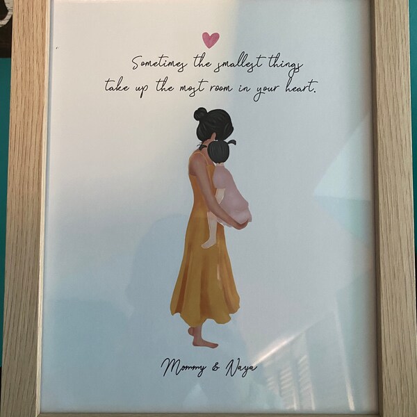 Personalized Framed Wall Art for Mother With Daughter, Mom and Baby ...
