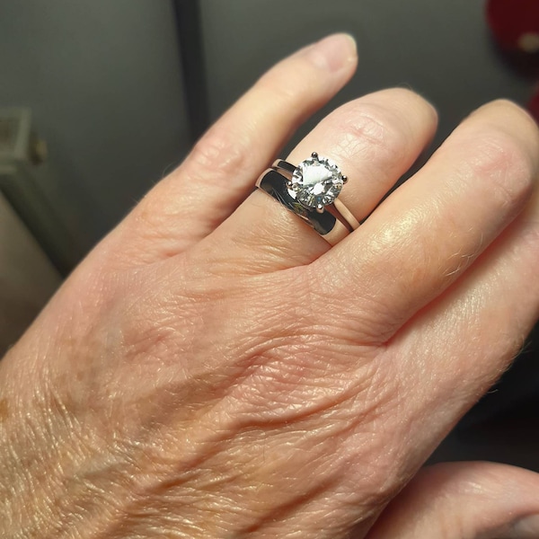 Solitaire Engagement Ring With Man Made Diamond Simulants Available in ...