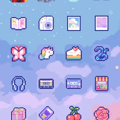 63 App Icon Pack / Kitsch Love / Wallpapers & Widgets / Pixel / Ios App ...