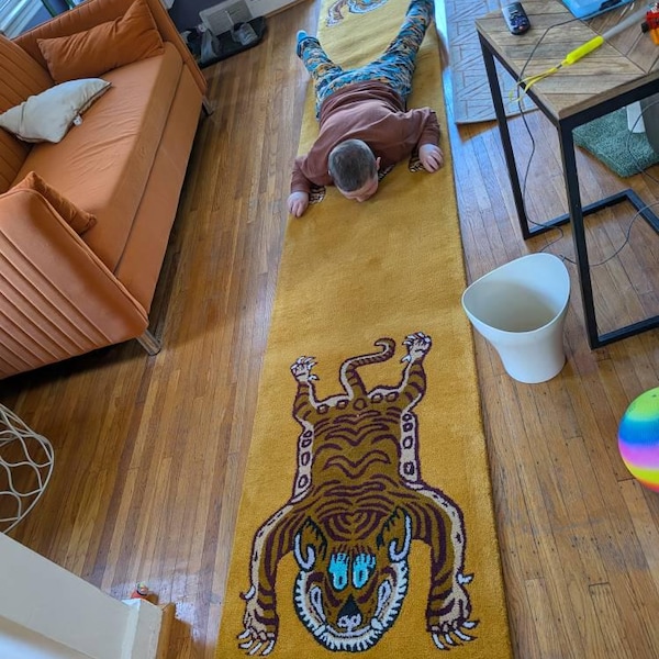 Tiger Runner Rug, Gold Wool, Modern Hand-tufted Design - Etsy