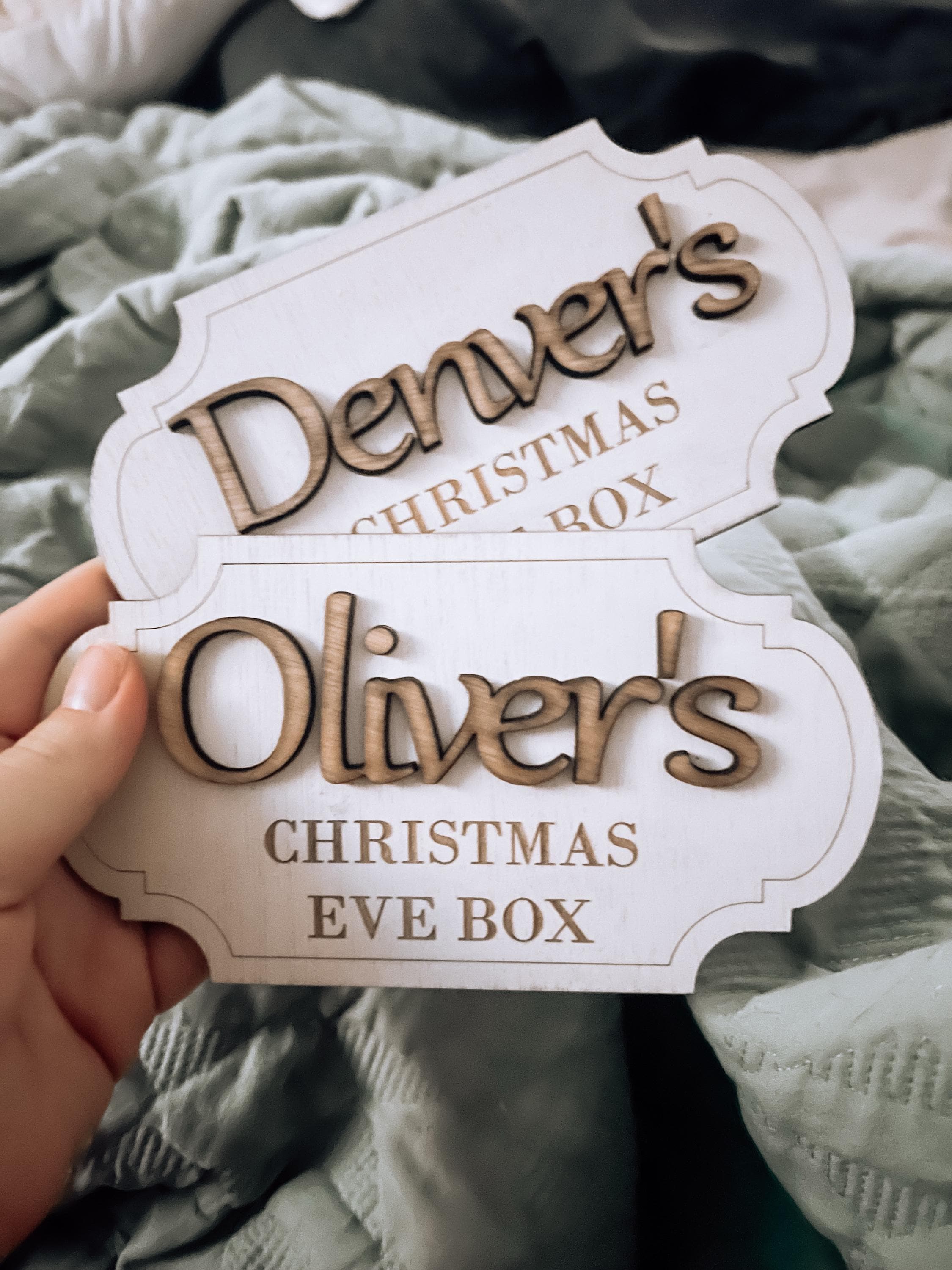 Christmas Eve Box Plaque Xmas Eve Box Ideas Personalised Name Sign for Girl  Engraved Wooden Name Keepsake Gift Box for Kids Crate Sign