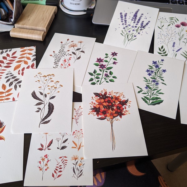 Postcard Set of 6 - Botanical Wildflowers Collection - Watercolour ...